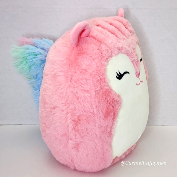💛 AMINA 🐿️ULTRA RARE Pink Rainbow Squirrel FuzzAMallow Squishmallow NWT books - Picture 6 of 9